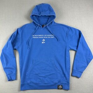 Hasta Muerte Hoodie Mens‎ Large Blue Hustler Quote Pullover Drawstring Grind